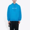 Balenciaga FW21-tröja med huva och logotyp, långärmad, blå, herr 570811TIV557560