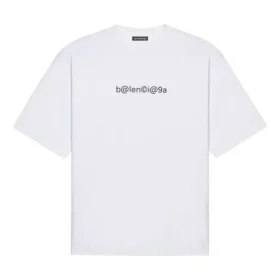Balenciaga, herr, symbolisk rundhalsad tröja med alfabettryck, kortärmad, vit 620969TIV509040