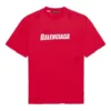 Balenciaga herrtröja med alfabetmönster, hål, rund hals och korta ärmar, röd 651795TKVB86295