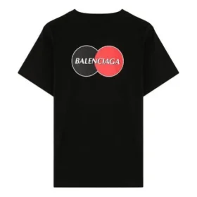 Balenciaga herrtröja med bröstlogotyp, rund hals och korta ärmar, svart 620967TIV791000