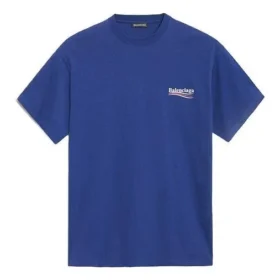 Balenciaga herrtröja med Political Campaign-tryck, kortärmad, kungsblå 508203TAV444540