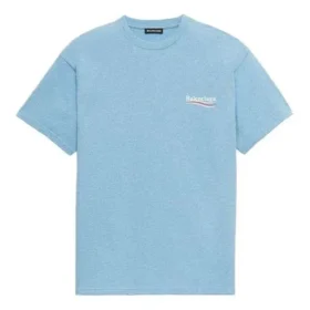 Balenciaga herrtröja med Political Campaign-tryck, rund hals och korta ärmar, blå 570803TBV425840