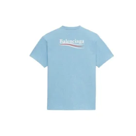 Balenciaga herrtröja med Political Campaign-tryck, rund hals och korta ärmar, blå 570803TBV425840