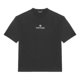 Balenciaga kortärmad tröja för män med alfabettryck, svart 612966TJVD91034
