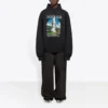 Balenciaga Landscape Loose Hoodie för män, svart 641679TJVH91000