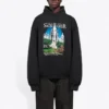 Balenciaga Landscape Loose Hoodie för män, svart 641679TJVH91000