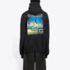 Balenciaga Landscape Loose Hoodie för män, svart 641679TJVH91000
