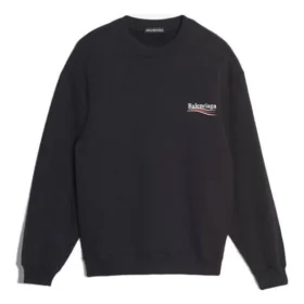 Balenciaga-logotyp, långärmad tröja för män, svart 556147TBV141000