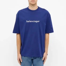 Balenciaga-logotyp med alfabet, kortärmad, blå, herr 612966TIV541195