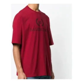 Balenciaga-logotyp, rund hals, korta ärmar, röd, herr 556148TDV516064