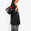 Balenciaga löpartröja för män med mönstertryck och logotyp, lös passform, korta ärmar, svart 641614TJVK61070