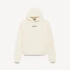 Balenciaga-luvtröja för dam med medium passform och tryck på ryggen i krämfärg