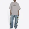 Balenciaga Mosaic Logo BB Alphabet Loose Hole Distress kortärmad tröja för män, grå 651795TKVF58174