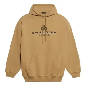 Balenciaga Paris Laurel Fleece-tröja för män med tryck, khaki 570811TIV259605