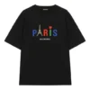 Balenciaga Paris Love T-shirt för män, normal passform, tryck, korta ärmar, svart 594579TGV431000