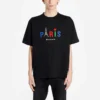 Balenciaga Paris Love T-shirt för män, normal passform, tryck, korta ärmar, svart 594579TGV431000
