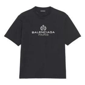 Balenciaga Retro Knit BB Paris-tröja för män med tryck, kortärmad version, svart 594579TGV601000
