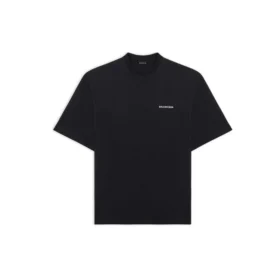 Balenciaga Retro Sports Logo kortärmad tröja för män, svart 641614TJVL41000
