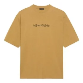 Balenciaga rundhalsad kortärmad tröja med alfabettryck för män, khaki 620969TIV509605
