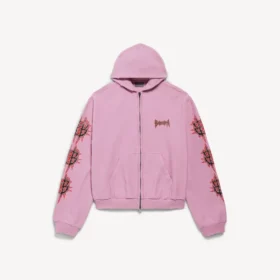 Balenciaga Sacra Cœur-luvtröja med dragkedja i medium passform för damer, i färgen Old Pink