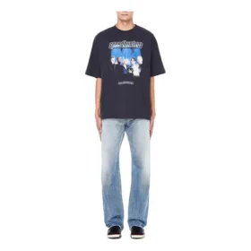 Balenciaga Speed Hunters för män, svart, blått band, kortärmad, grå 541875TCV381055