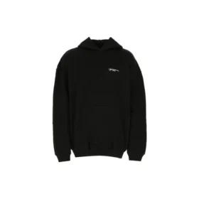 Balenciaga SS21 bomullströja för män, stor, med huva och långa ärmar, svart 620973TKV871070