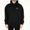 Balenciaga SS21 bomullströja för män, stor, med huva och långa ärmar, svart 620973TKV871070