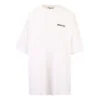 Balenciaga SS21 bomullströja med logotyp, rund hals och korta ärmar för män, vit 641655TJV879040