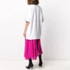 Balenciaga SS21 bomullströja med logotyp, rund hals och korta ärmar för män, vit 641655TJV879040