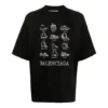 Balenciaga SS21 Casual-tröja för män med tryck, storlek, kortärmad, svart 641614TJV801070