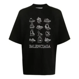 Balenciaga SS21 Casual-tröja för män med tryck, storlek, kortärmad, svart 641614TJV801070