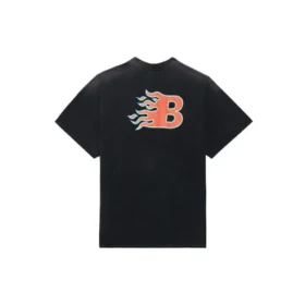 Balenciaga SS21 Flame Retro kortärmad tröja för män, svart 656978TKV701076