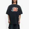 Balenciaga SS21 Flame Retro kortärmad tröja för män, svart 656978TKV701076