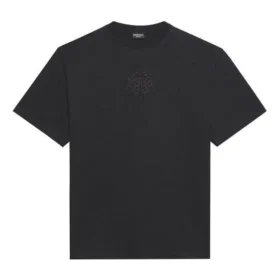 Balenciaga SS21 för män, logotryck, lös passform, rund hals, kortärmad, svart 641675TKV711069