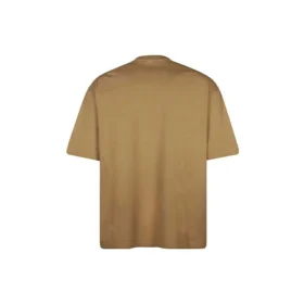 Balenciaga SS21 för män, löst sittande kortärmad tröja med rund hals, broderat alfabet-logo, khaki 612966TJV879504