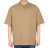 Balenciaga SS21 för män, löst sittande kortärmad tröja med rund hals, broderat alfabet-logo, khaki 612966TJV879504