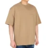 Balenciaga SS21 för män, löst sittande kortärmad tröja med rund hals, broderat alfabet-logo, khaki 612966TJV879504