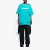 Balenciaga SS21 för män, rundhalsad kortärmad tröja med alfabetmönster och hål, grön 651795TKVB84661