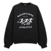 Balenciaga SS21 för män, stor rundhalsad långärmad tröja med hål, svart 641654TJVI71070