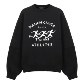 Balenciaga SS21 för män, stor rundhalsad långärmad tröja med hål, svart 641654TJVI71070