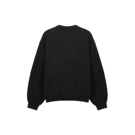 Balenciaga SS21 för män, stor rundhalsad långärmad tröja med hål, svart 641654TJVI71070