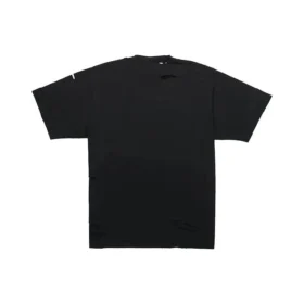 Balenciaga SS21 för män, svart kortärmad T-shirt med alfabetmönster och hål i rund hals 651795TKVB81070