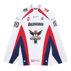 Balenciaga SS21 Hockey Sports Mesh för män, långärmad, vit 657105TKV248090