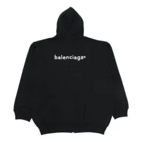 Balenciaga SS21 jacka med dragkedja och långa ärmar för män, svart 641659TIV551070