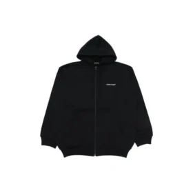 Balenciaga SS21 jacka med dragkedja och långa ärmar för män, svart 641659TIV551070