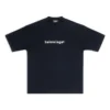 Balenciaga SS21 kortärmad tröja med logotryck för män, svart 612966TIV541070