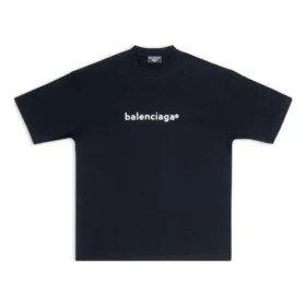 Balenciaga SS21 kortärmad tröja med logotryck för män, svart 612966TIV541070