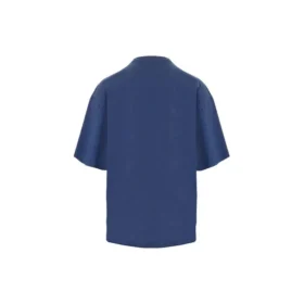 Balenciaga SS21 löpartröja för män med mönstertryck och logotyp, lös passform, kortärmad, blå 641614TJVK64866