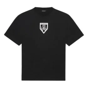 Balenciaga SS21 mönstrad rundhalsad kortärmad tröja för män, svart 651795TKV771070