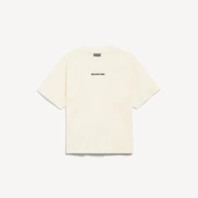 Balenciaga-T-shirt för dam med medium passform och motiv på ryggen i färgen kräm